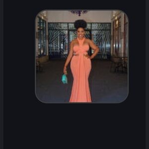 Elegant Coral Halter Maxi Dress